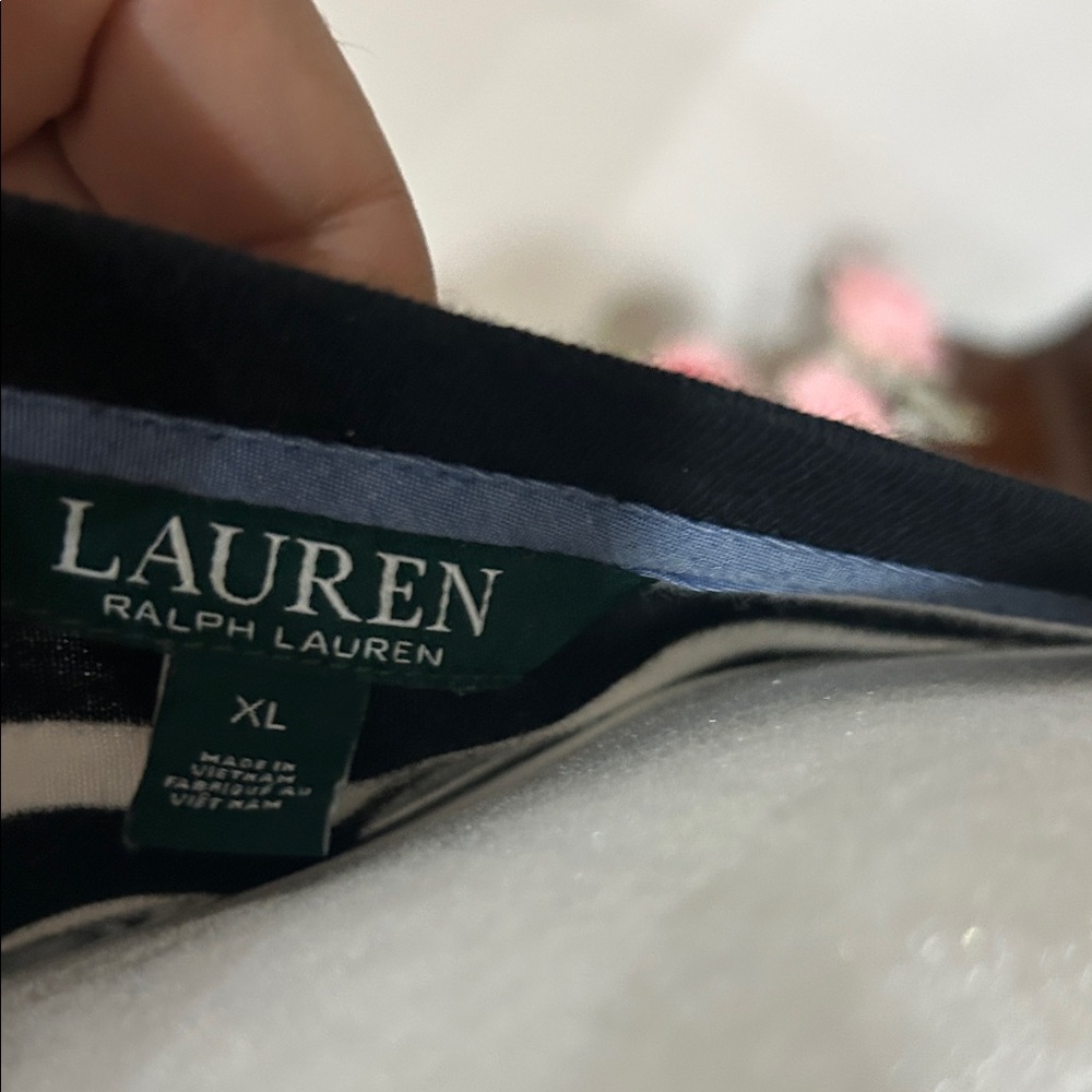 Ralph Lauren Black and White Striped Tee - Picture 2 of 5